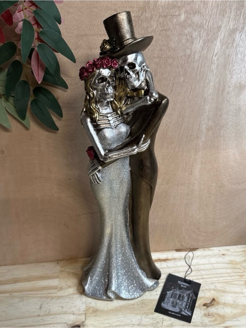 Halloween Skeleton Bride Groom Romantic Wedding Silver Gold Day Of The Dead 14”